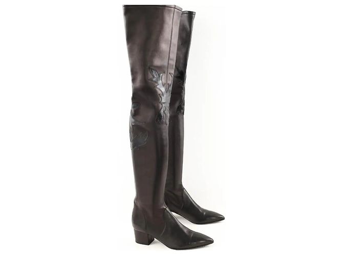 Chanel Botas de cuero negras Negro - vista 3