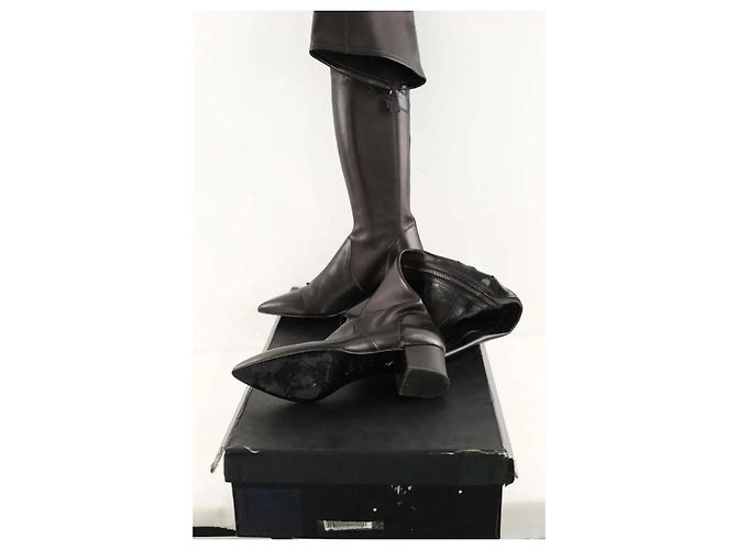 Chanel Botas de cuero negras Negro - vista 7