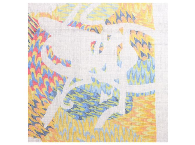 Hermès Fazzoletto Carré 90 "MARBLE EX-LIBRIS" in cashmere e seta multicolore Grigio - vista 10