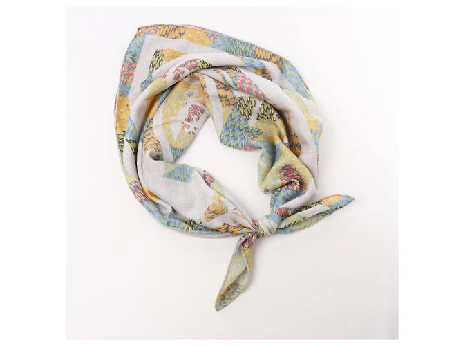 Hermès Fazzoletto Carré 90 "MARBLE EX-LIBRIS" in cashmere e seta multicolore Grigio - vista 14