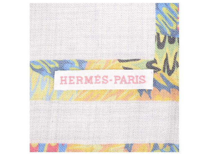 Hermès Fazzoletto Carré 90 "MARBLE EX-LIBRIS" in cashmere e seta multicolore Grigio - vista 4