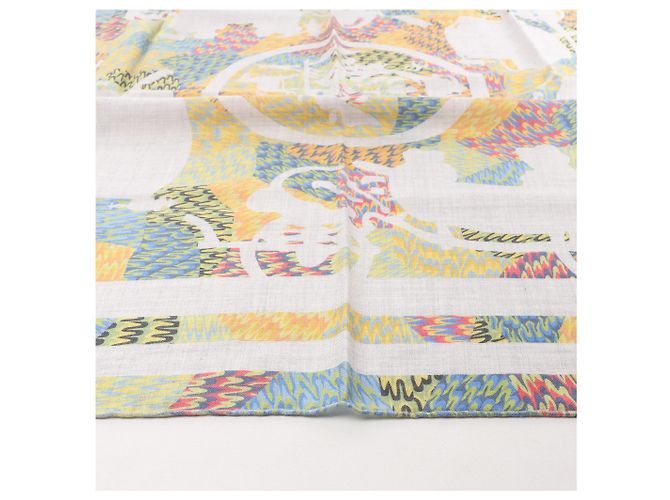 Hermès Fazzoletto Carré 90 "MARBLE EX-LIBRIS" in cashmere e seta multicolore Grigio - vista 8