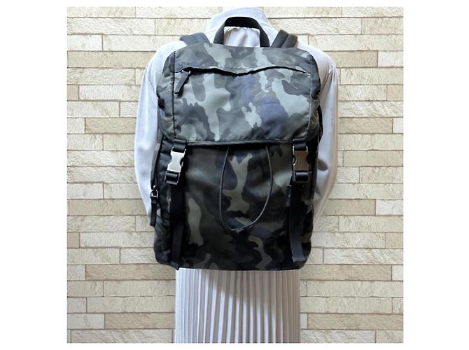 Zaino camouflage Prada Nero Verde - vista 2