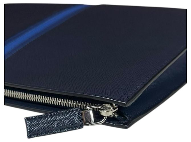 Prada Saffiano Clutch Tasche Blau Marineblau - Ansicht 10