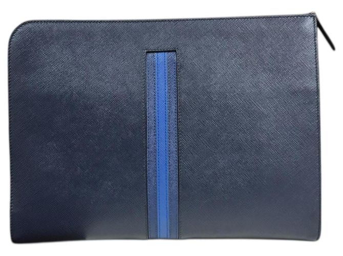 Prada Saffiano Clutch Tasche Blau Marineblau - Ansicht 3