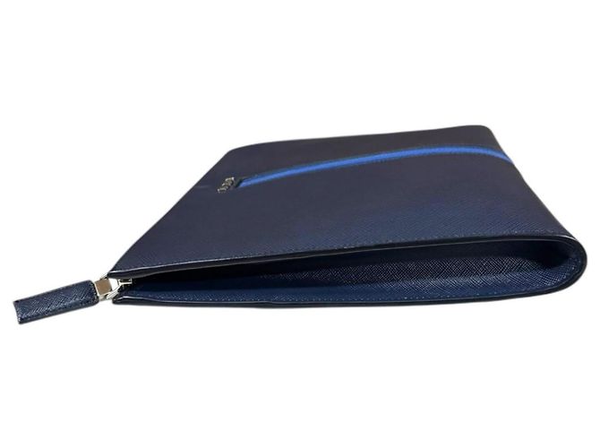 Prada Saffiano Clutch Tasche Blau Marineblau - Ansicht 4