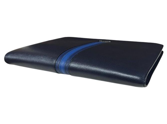 Prada Saffiano Clutch Tasche Blau Marineblau - Ansicht 5