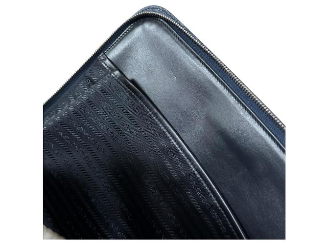 Prada Saffiano Clutch Tasche Blau Marineblau - Ansicht 7