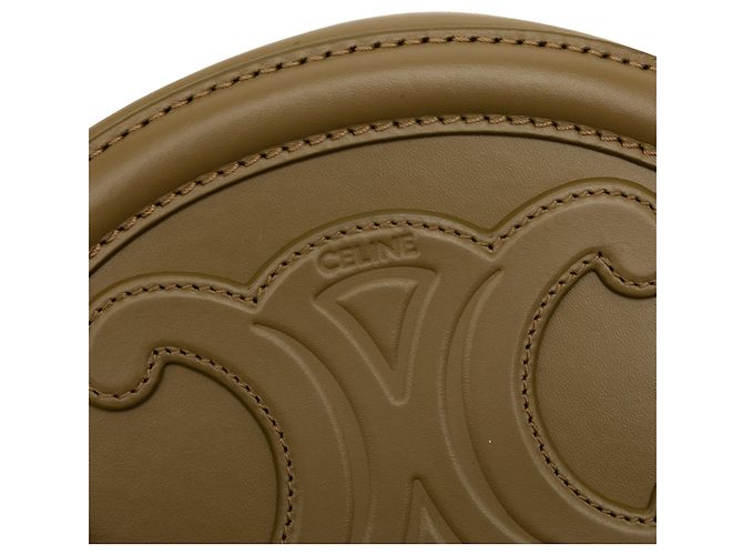 Céline Celine Verde Piccola Borsa in Pelle di Vitello Triomphe Ovale a Spalla Verde oliva - vista 7