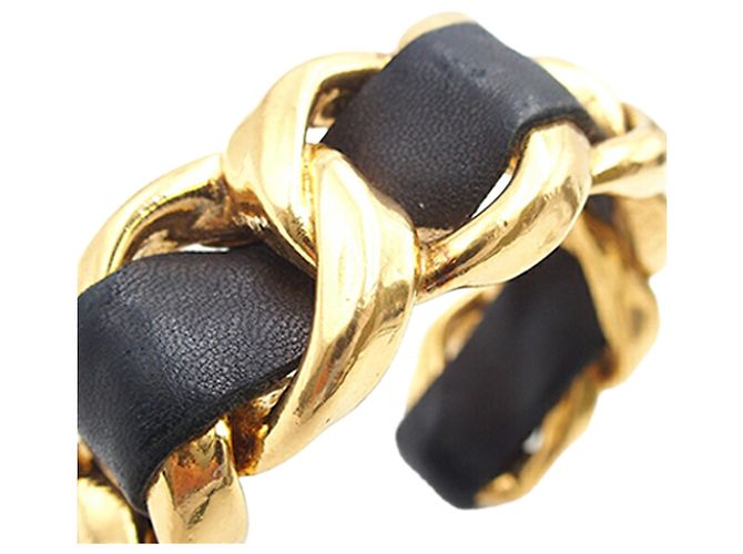 Pulseira de corrente trançada em couro banhada a ouro da Chanel Dourado - vista 7