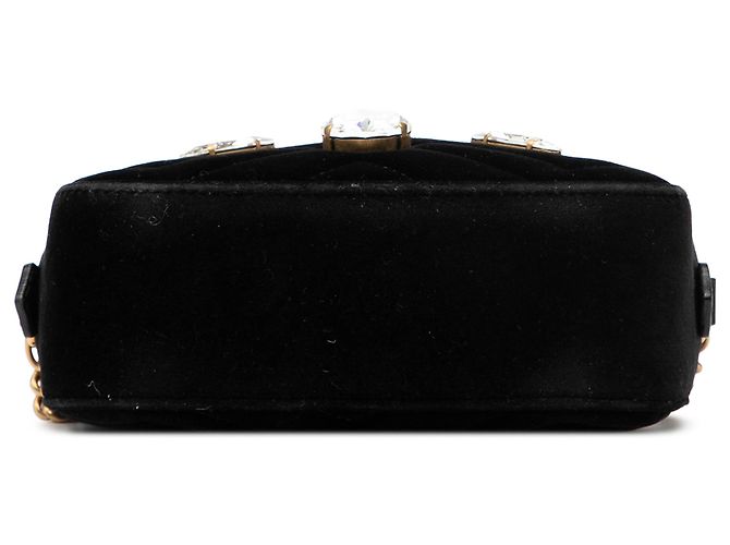 Gucci Mini GG Marmont Nero in Velluto Matelassé Decorato con Cristalli - vista 3