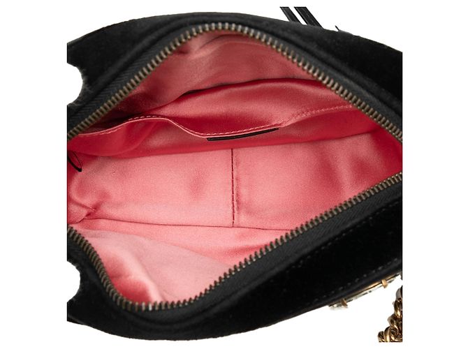 Gucci Mini GG Marmont Nero in Velluto Matelassé Decorato con Cristalli - vista 4