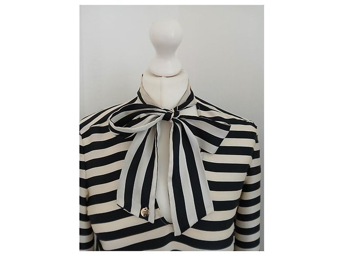 Blusa Liu.Jo a rayas con cuello de lazo negro blanco - vista 2