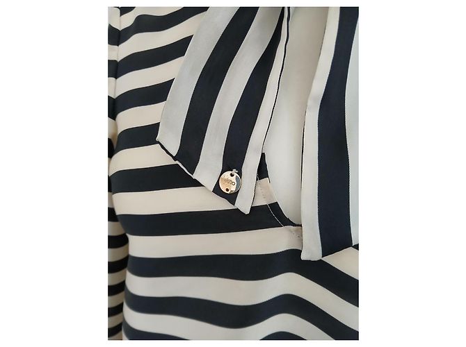 Blusa Liu.Jo a rayas con cuello de lazo negro blanco - vista 3