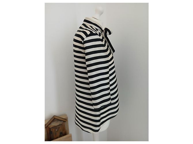 Blusa Liu.Jo a rayas con cuello de lazo negro blanco - vista 4
