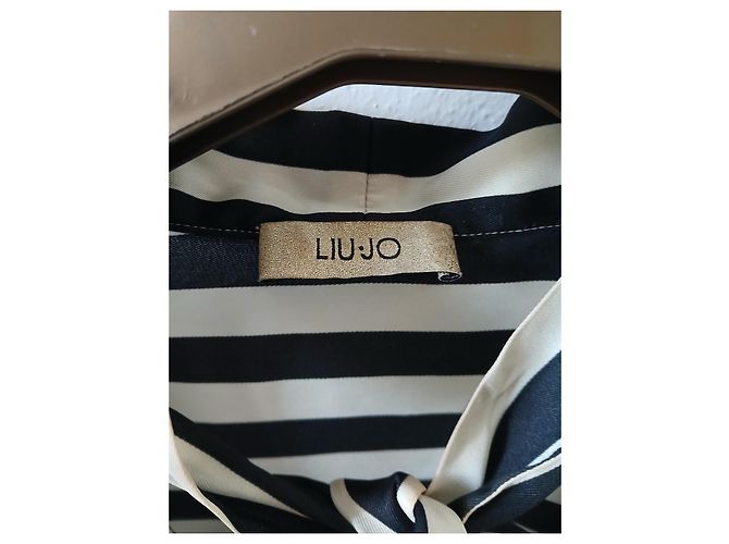 Blusa Liu.Jo a rayas con cuello de lazo negro blanco - vista 6