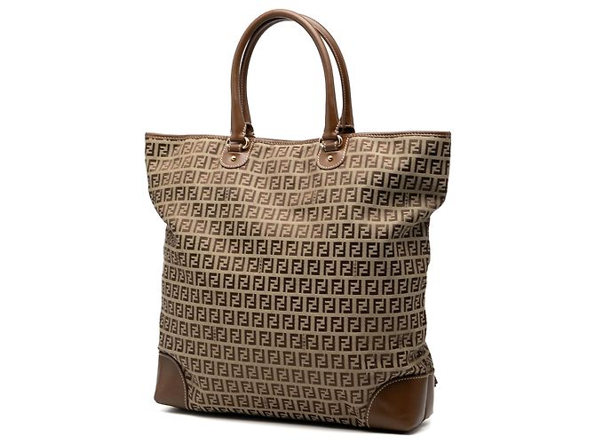 Fendi Braune Zucchino Canvas Chef Einkaufstasche Hellbraun - Ansicht 2