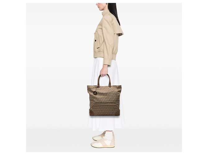Fendi Braune Zucchino Canvas Chef Einkaufstasche Hellbraun - Ansicht 7