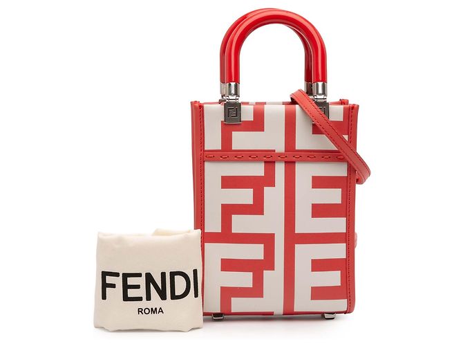 Fendi Mini Borsa Sunshine Shopper in Pelle Bianca Marc Jacobs Bianco - vista 12