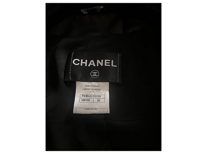 Increíble abrigo de cuero Chanel de pasarela con detalles de mohair Multicolor - vista 2