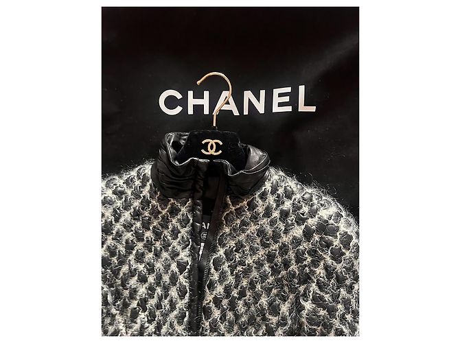 Increíble abrigo de cuero Chanel de pasarela con detalles de mohair Multicolor - vista 4