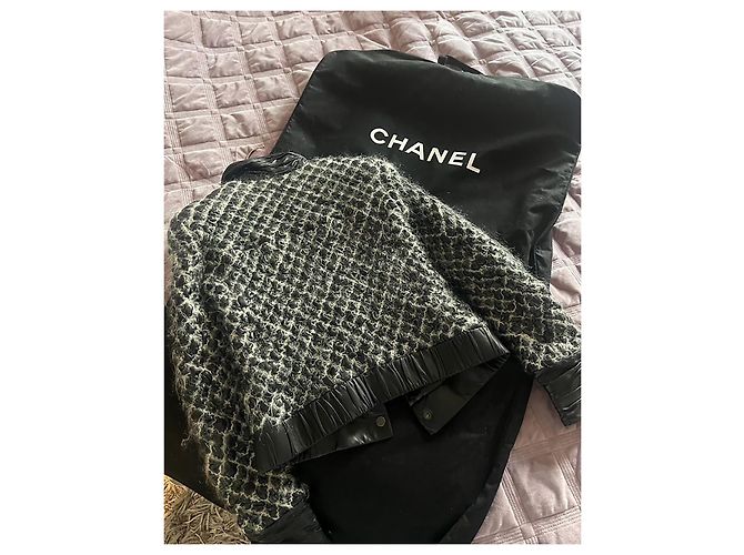 Increíble abrigo de cuero Chanel de pasarela con detalles de mohair Multicolor - vista 5