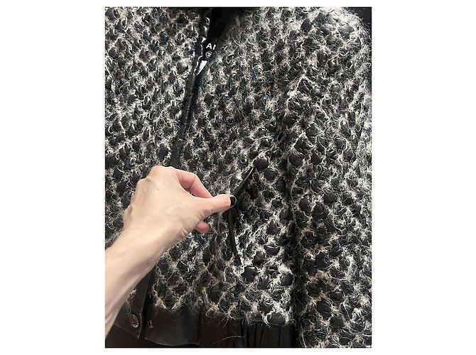Increíble abrigo de cuero Chanel de pasarela con detalles de mohair Multicolor - vista 6