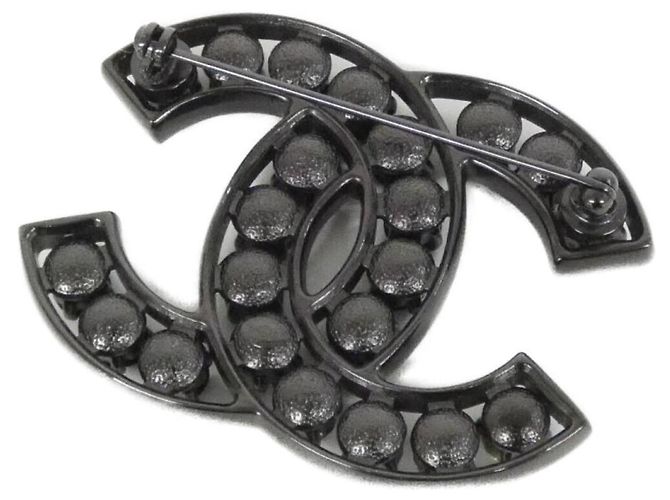 Spilla in cristallo nero in metallo Chanel - vista 2