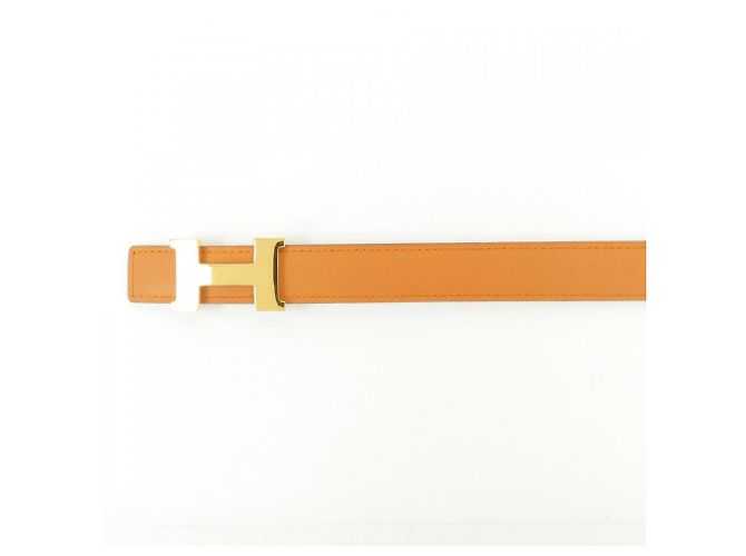 Cinturón reversible Hermès Mini Constance 24mm Blanco Naranja - vista 2