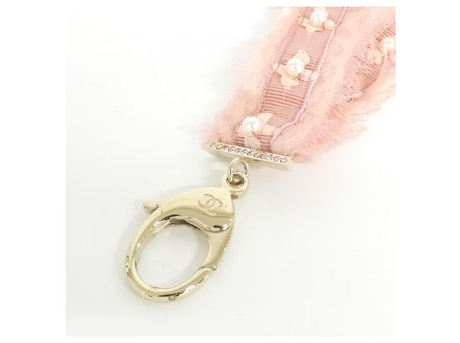 Cinturino per collo Chanel Rosa Bianco - vista 3