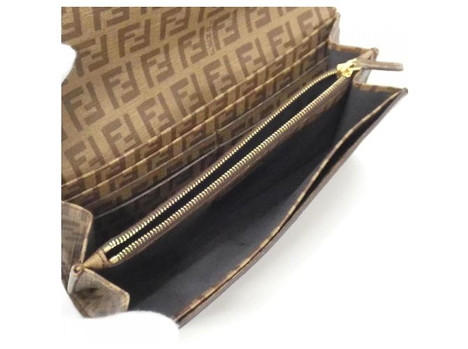 Fendi 8M0021 YG1 Langer Geldbeutel Braun Beige - Ansicht 7