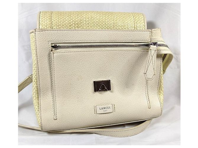 Lancel Ninon Bolsa de aba em couro e palha bege - vista 2