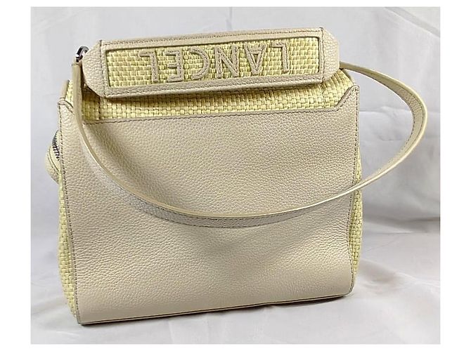 Lancel Ninon Bolsa de aba em couro e palha bege - vista 3