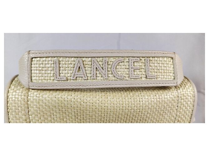 Lancel Ninon Bolsa de aba em couro e palha bege - vista 4