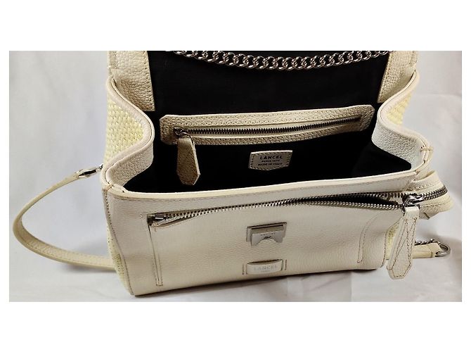 Lancel Ninon Bolsa de aba em couro e palha bege - vista 6
