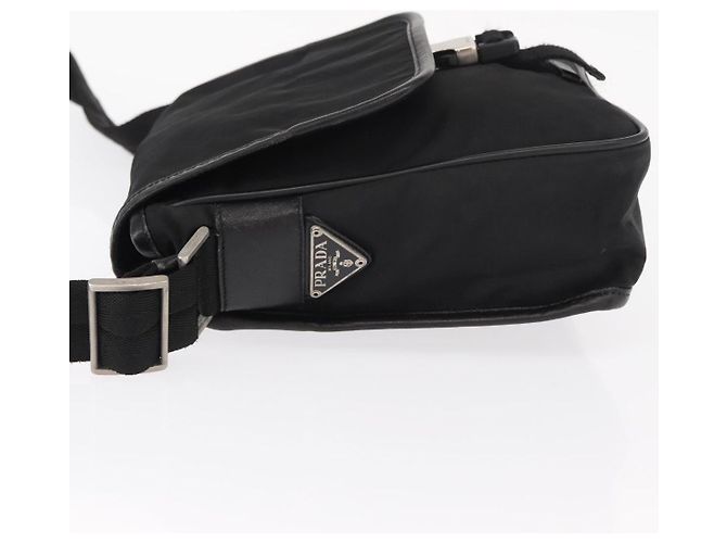 Borsa Messenger con Patta Prada Logo Tessuto Piccola Nero - vista 4