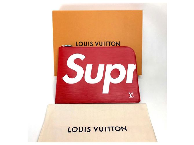 Pochette Jour GM in pelle Epi Louis Vuitton x Supreme Rosso - vista 11