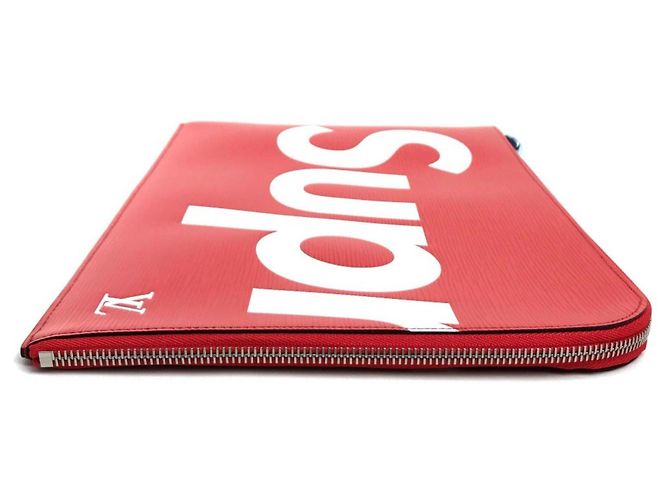 Pochette Jour GM in pelle Epi Louis Vuitton x Supreme Rosso - vista 4