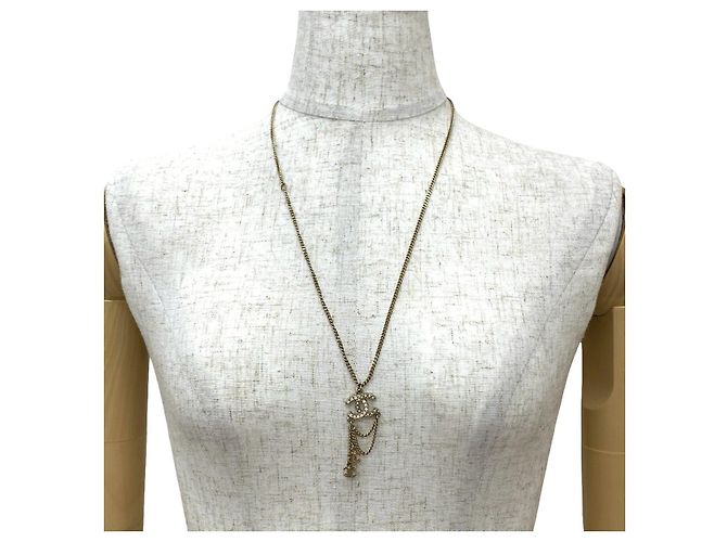 Classique Collier en perles de faux de la marque Chanel Coco Doré Métallisé - vue 2