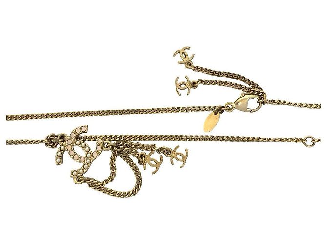 Classique Collier en perles de faux de la marque Chanel Coco Doré Métallisé - vue 4