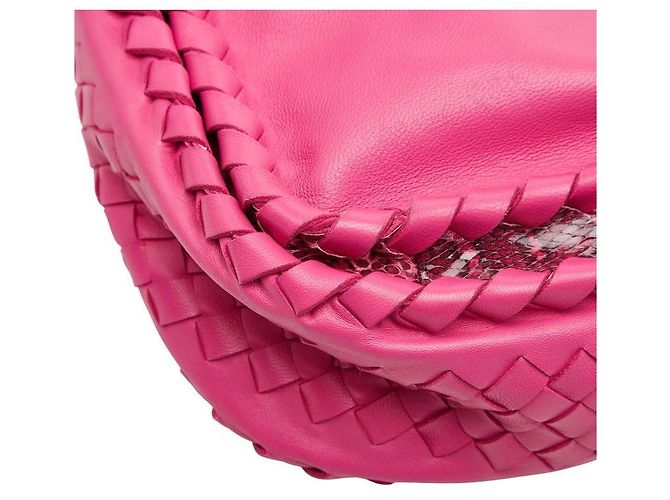 Bottega Veneta Intrecciato Python-Leder Schultertasche Pink - Ansicht 4