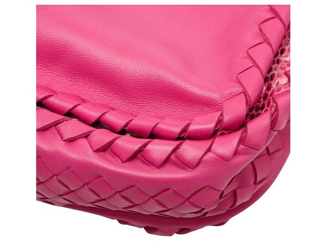 Bottega Veneta Intrecciato Python-Leder Schultertasche Pink - Ansicht 5