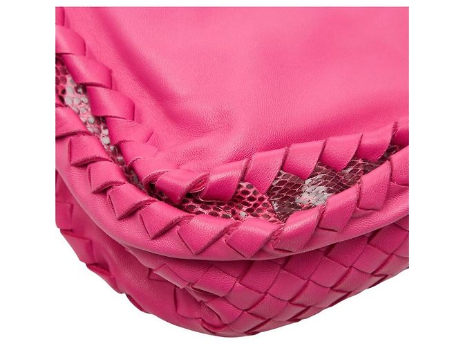 Bottega Veneta Intrecciato Python-Leder Schultertasche Pink - Ansicht 7