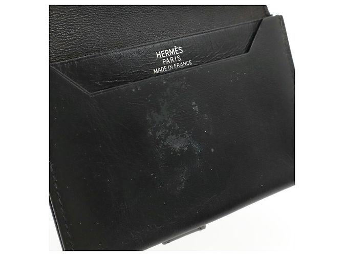 Porte-cartes en Box Calf Béarn d'Hermès Noir - vue 6