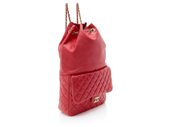 Gabrielle Mochila grande de couro de cordeiro matelassado Chanel em Seul Rosa - vista 2