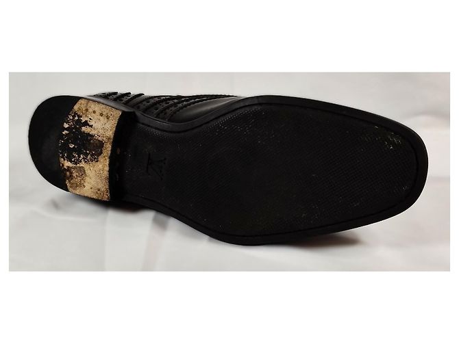 Louis Vuitton Derby Scarpe Alte Pelle Lucida Nera Nero - vista 11