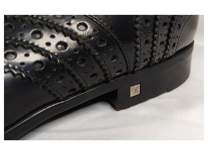 Louis Vuitton Derby Scarpe Alte Pelle Lucida Nera Nero - vista 14