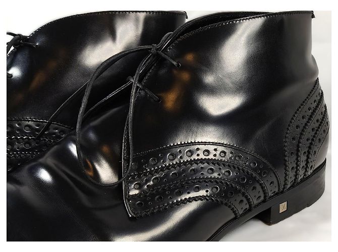 Louis Vuitton Derby Scarpe Alte Pelle Lucida Nera Nero - vista 3
