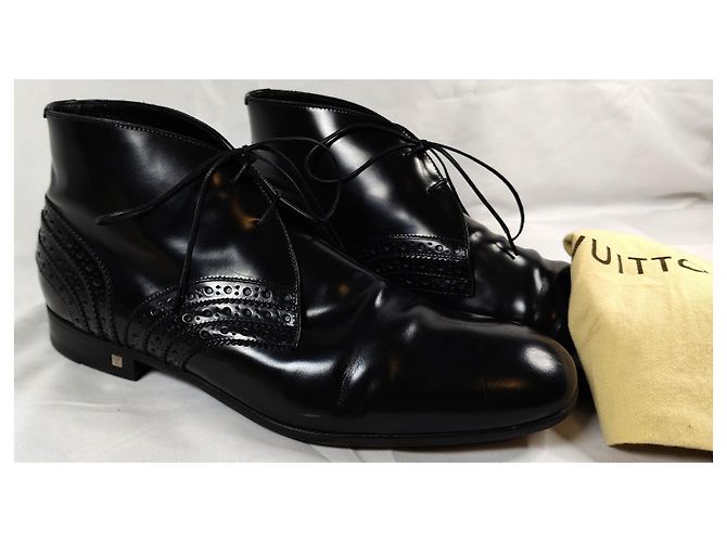 Louis Vuitton Derby Scarpe Alte Pelle Lucida Nera Nero - vista 9