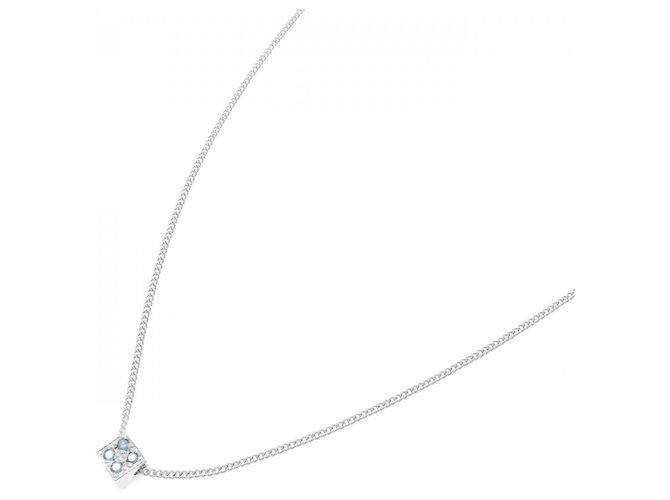Autre Marque Au585 White Gold Diamond Necklace Silvery - view 2